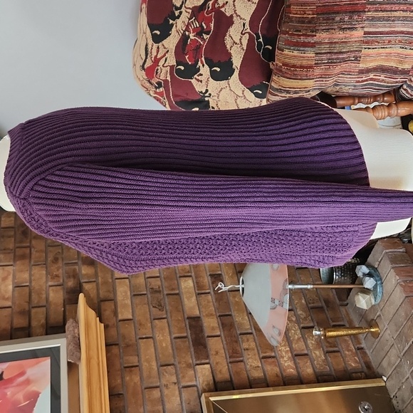 Christopher & Banks purple 100% cotton cable knit sweater size medium Spring - Picture 7 of 11
